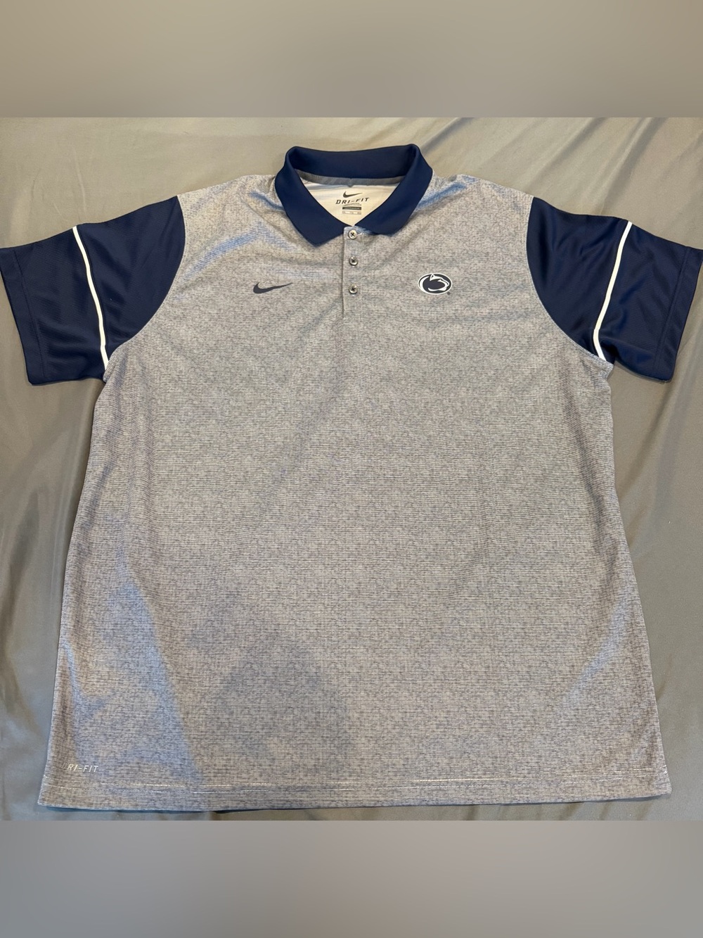 Nike Dri Fit Blue Grey Polo Mens Penn State Nittany Lions Football 2XL